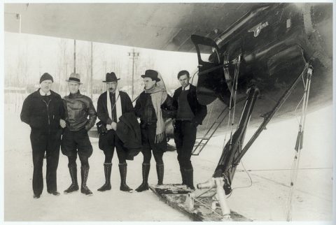 American pilot and Russian polar heroes in Fairbanks, Alaska, 1934