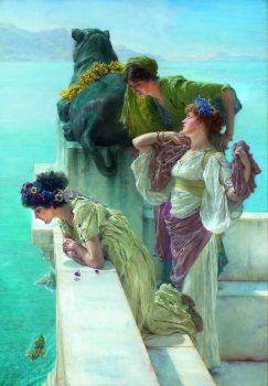 Sir Lawrence Alma-Tadema, Coign of Vantage, 1895, oil on canvas, 58.88 x 44.45 cm, Collection of Ann and Gordon Getty
