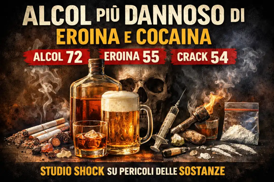 U.K.: L’alcol fa più danni di eroina e cocaina, lo studio che ribalta la classifica delle droghe U.K.: L’alcol fa più danni di eroina e cocaina, lo studio che ribalta la classifica delle droghe