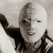 A mildly terrifying 1920s full faced swimming mask designed to protect women from the sun h