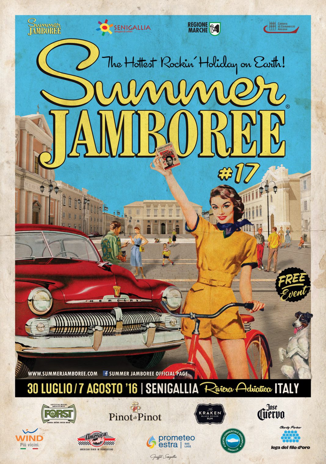 E’ dedicato alla restaurata Piazza Garibaldi di Senigallia il manifesto del Summer Jamboree 2016 E’ dedicato alla restaurata Piazza Garibaldi di Senigallia il manifesto del Summer Jamboree 2016