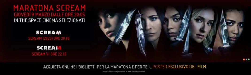 Giovedì 9 marzo arriva nei the Space Cinema la Maratona dedicata alla saga horror Scream Giovedì 9 marzo arriva nei the Space Cinema la Maratona dedicata alla saga horror Scream