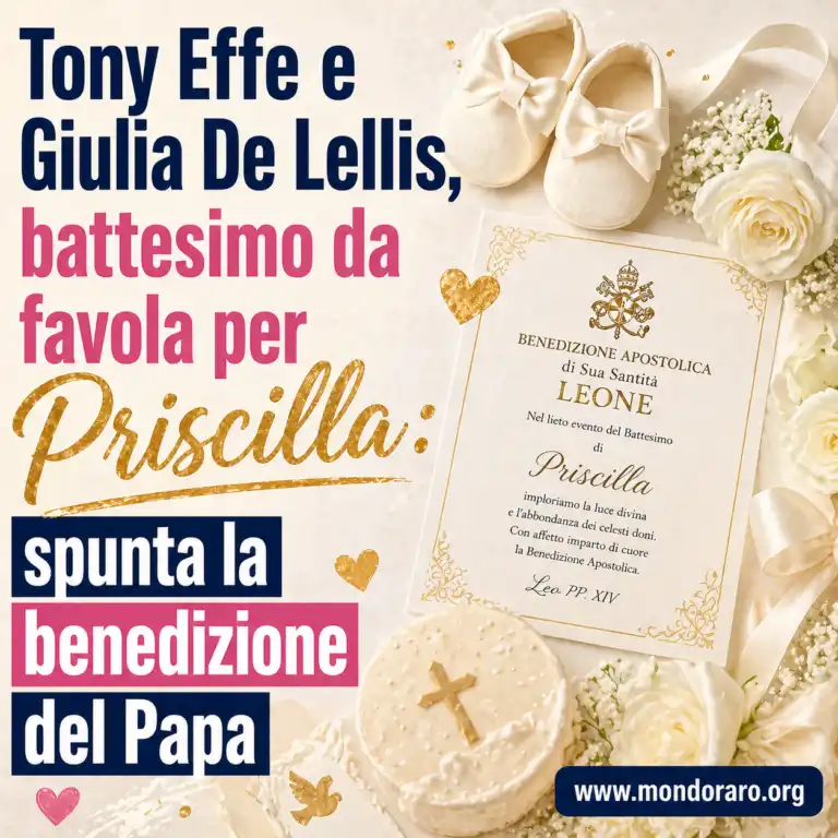 Tony Effe e Giulia De Lellis, battesimo da favola per Priscilla: spunta la benedizione del Papa