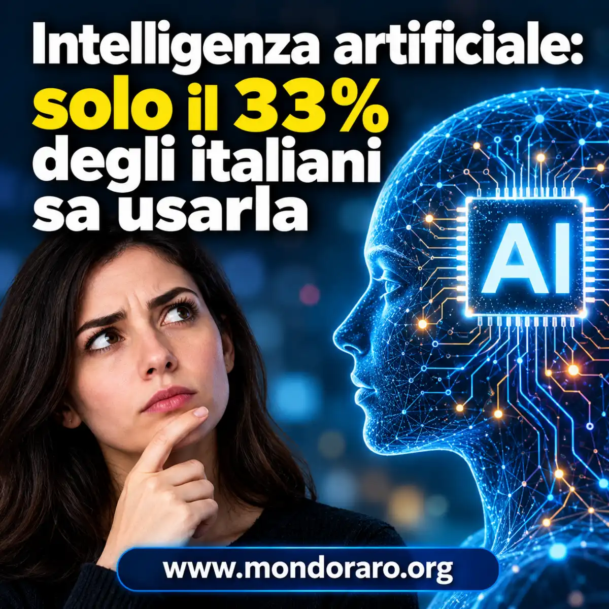 Intelligenza artificiale: solo il 33% degli italiani sa usarla